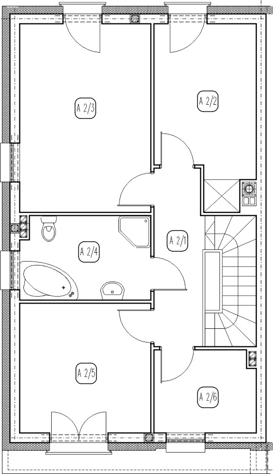 segment lewy - dom nr A1 - rzut piętra